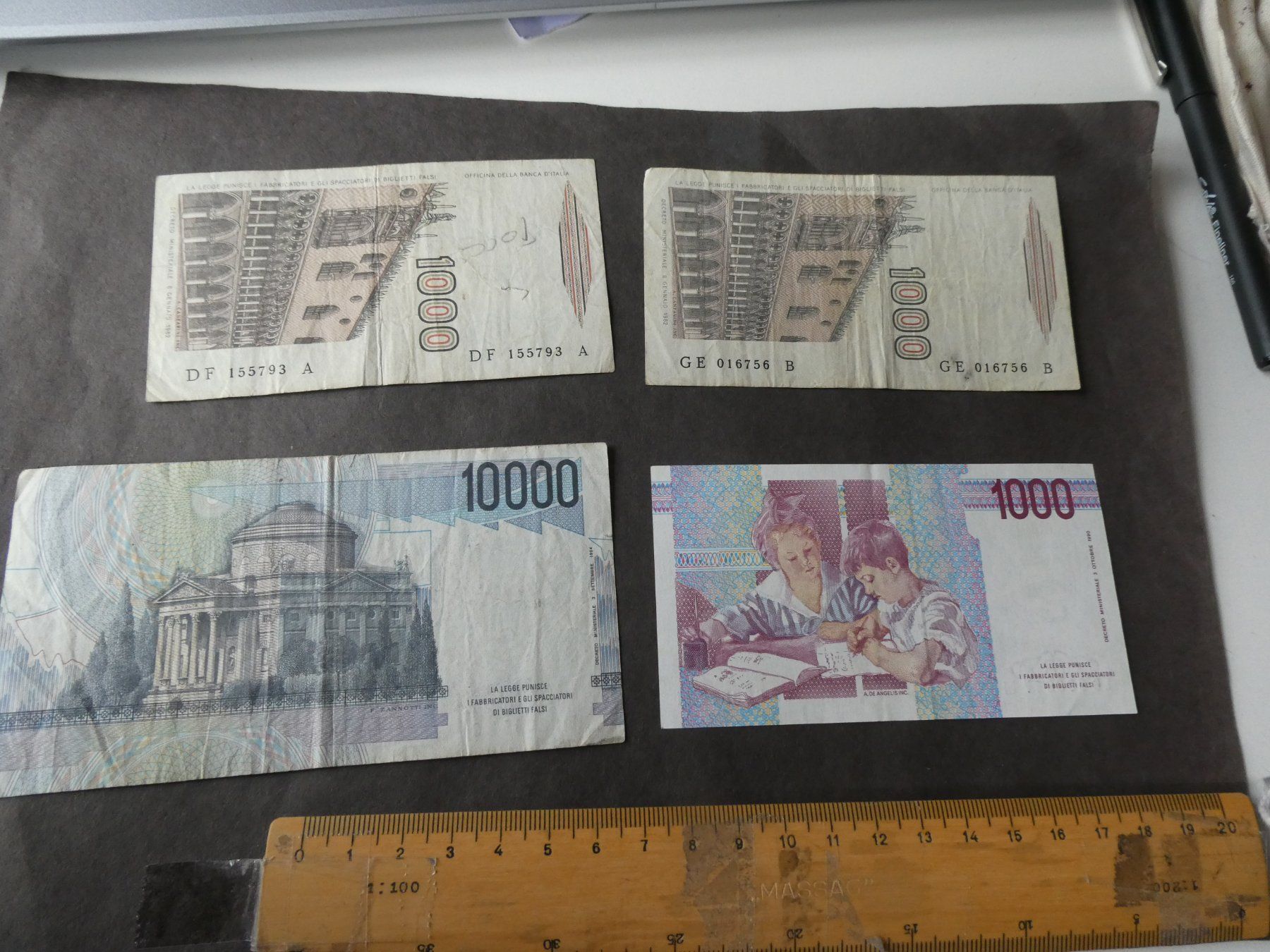 Banknoten: Italien, 4 alte Banknoten – Gebraucht aus Hinterforst von  1