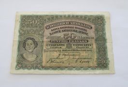 Banknote 50 Franken 1942 "Holzfäller"  (gefaltet)