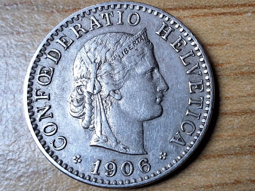 Tutti le monete: 20 Rappen 1906 - sehr schön! – Usato da Münchenstein venduto da purbach1 2