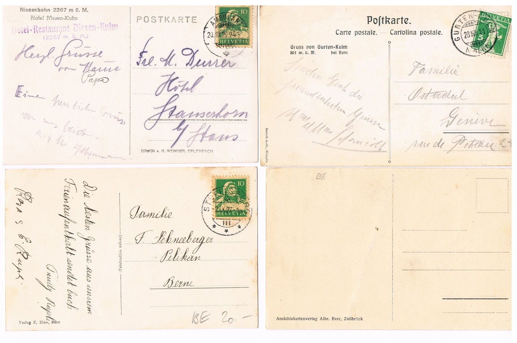 Cartoline postali: 7 Ansichtskarten Kur/Berghäuser Kanton Bern ! Ab Fr.1! – Usato da Seedorf venduto da Carabella3 3