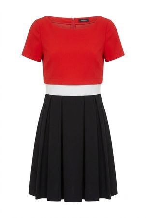 MaxMara Cocktailkleid Gr. 36 Rot/Schwarz/Weiss Gr. S