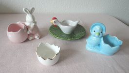 Eierbecher aus Keramik Hase/Vogel/Huhn 4 Stk.