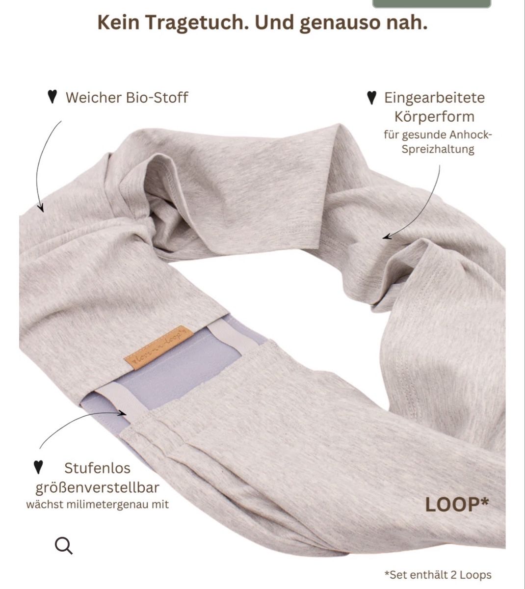 Porte-bébés ventraux & dorsaux: LOOP Set Tragetuch Bio-Stoff grau verstellbar – D'occasion à Zugerberg par jea_j88v 2