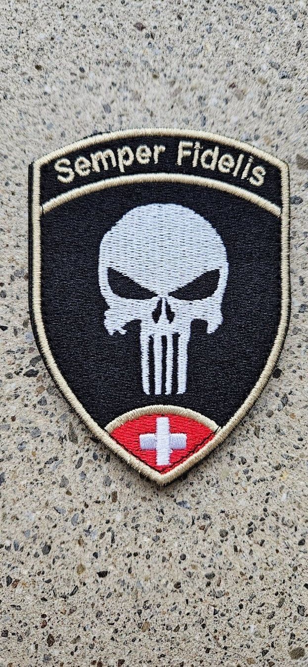 Schweizer Armee Placchette & Badge: *** Badge Grenadier Spartan Semper FI mit klett *** – Nuovo e nell'imballaggio originale da Riedholz venduto da fr_sIruP