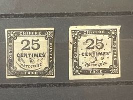 Timbre Taxe 25 centimes 1871 oblitérés