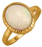 Bague or jaune véritable opale laiteuse