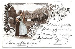 Gruss aus Appenzeller Land (AI) Alpstein - uralte Litho 1894