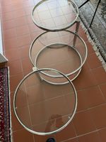 Vintage Beistelltisch drehbar Metall Glas rund