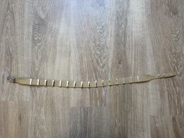 Ceinture vintage beige cuir boucle argentée