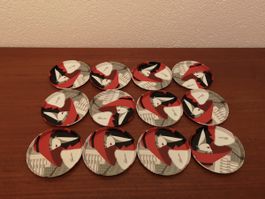 12x Vintage Blech Glasuntersetzer 80s Panaché Untersetzer