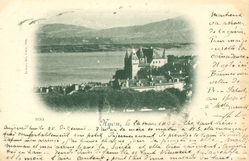 Cartoline postali: Nyon - Château + 1899 – Usato da Emmenbrücke venduto da teestube