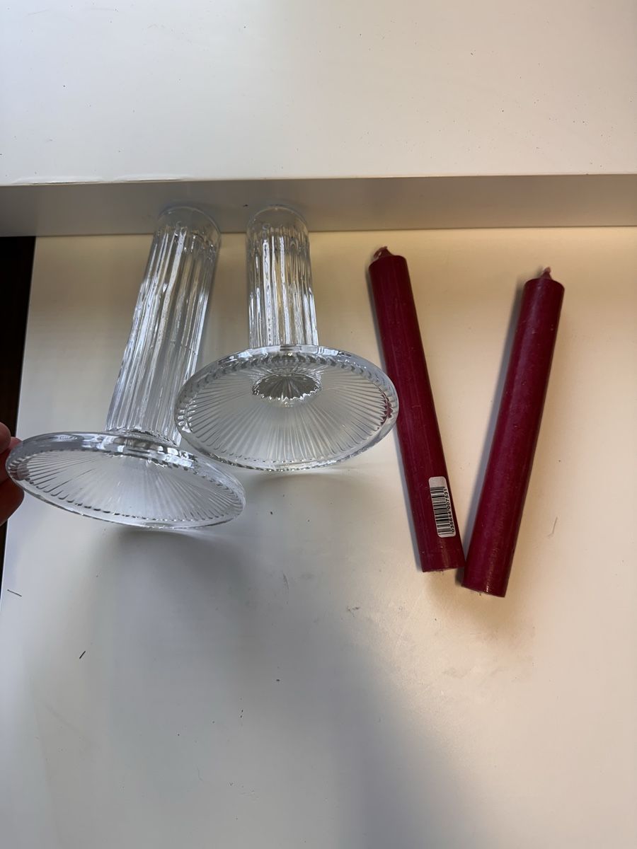 Interio Portacandele: 2er Set Glas Kerzenständer + 2 rote Kerzen, neu – Nuovo (secondo la descrizione) da Oberurnen venduto da jasmin2fel 2