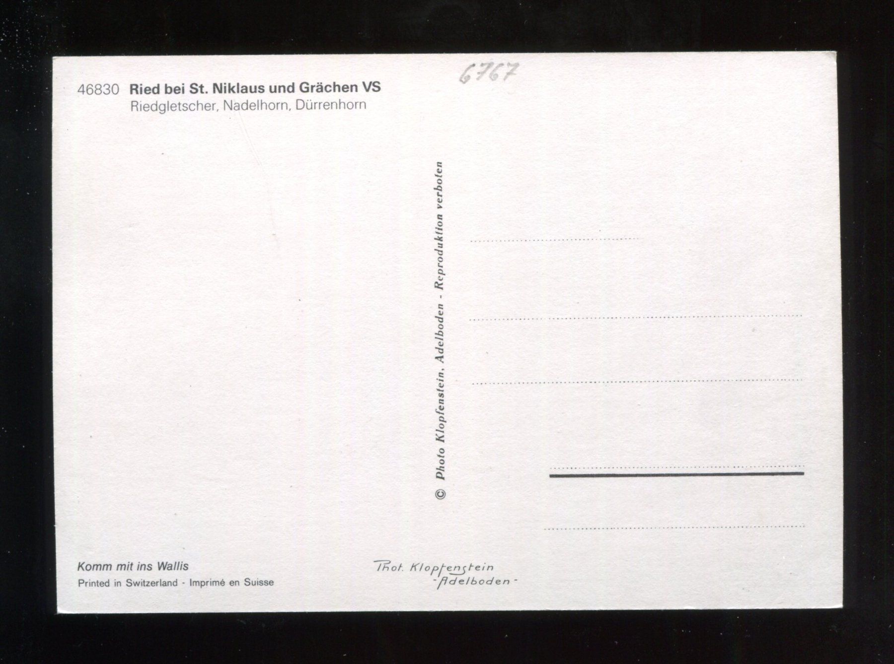 Cartoline postali: Ried, St. Niklaus, Grächen – Usato da Aarau venduto da Elmaar41 1