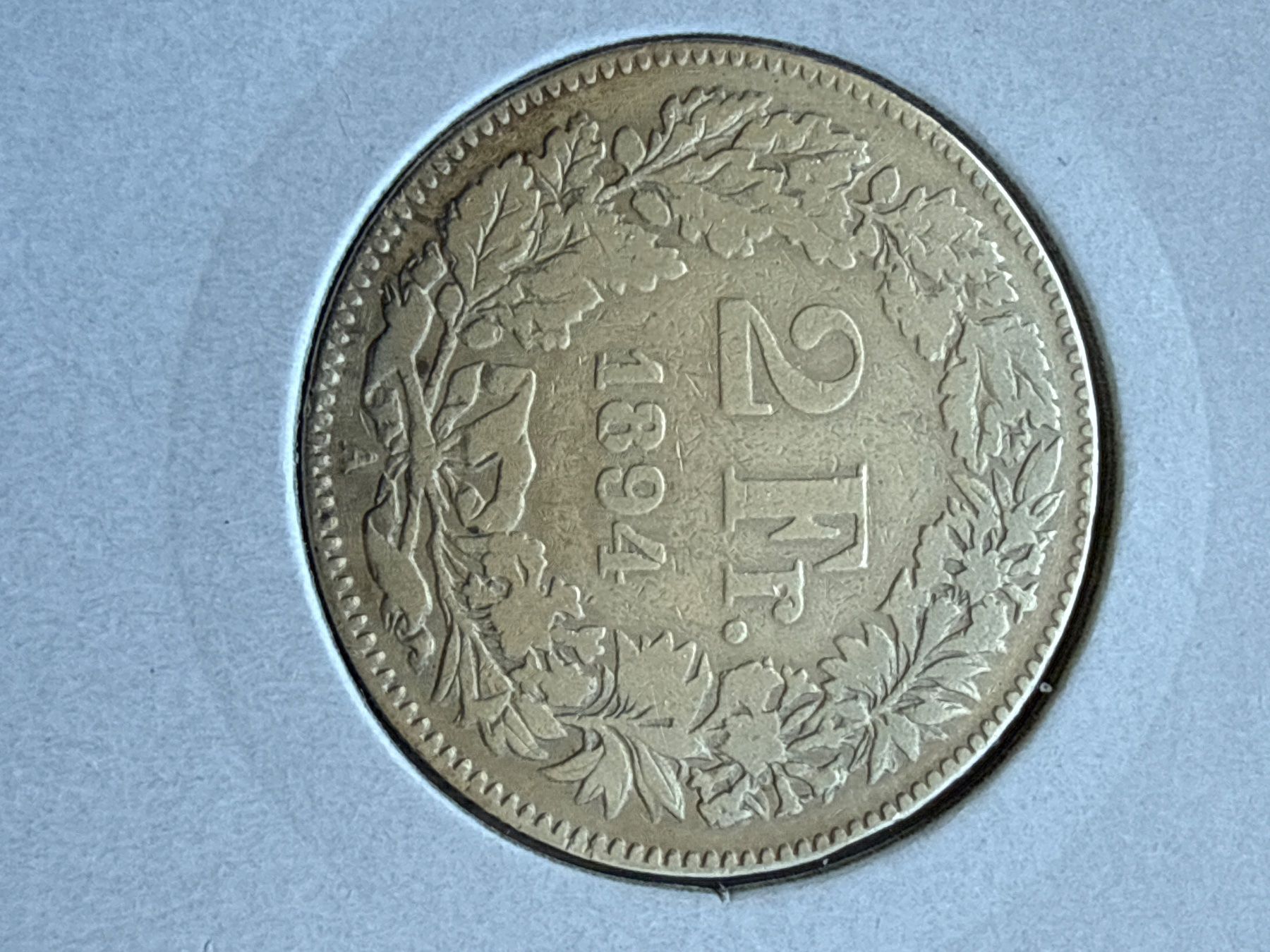 Tutti le monete: Swiss 2 francs 1894 Silver Coin – Usato da Pully venduto da ta571 1