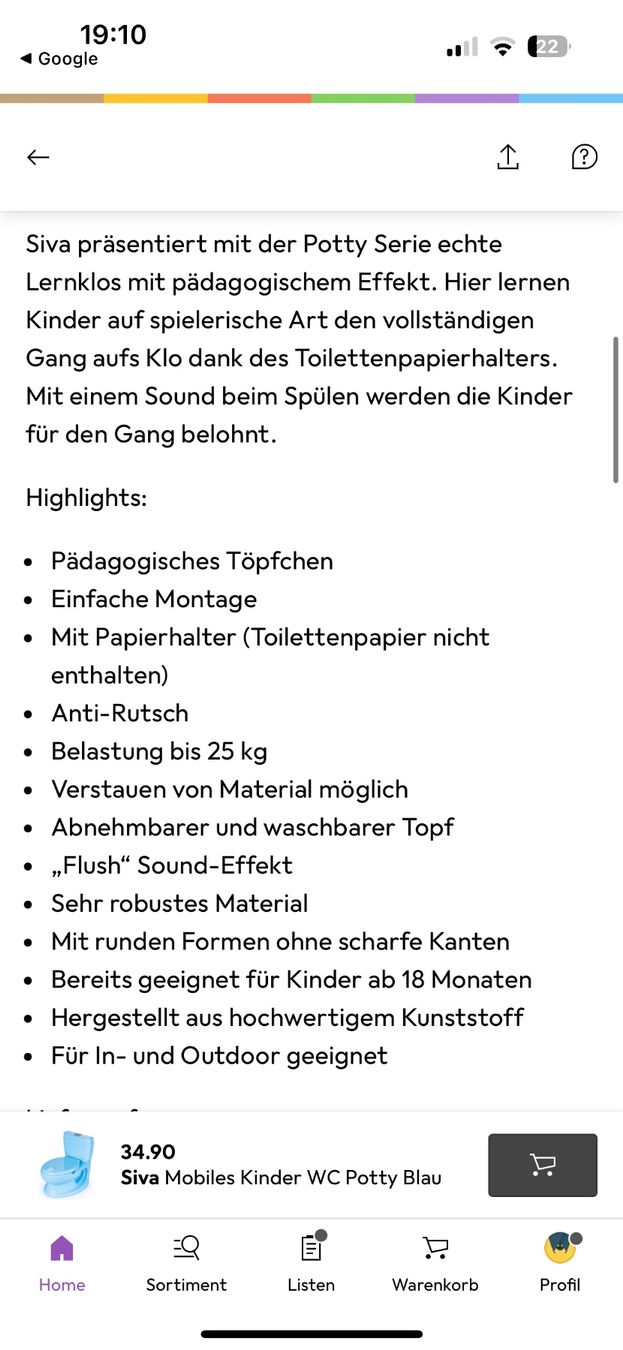 WC: Siva Kinder WC Töpfchen, hellblau – D'occasion à Aesch BL par Kliana 4