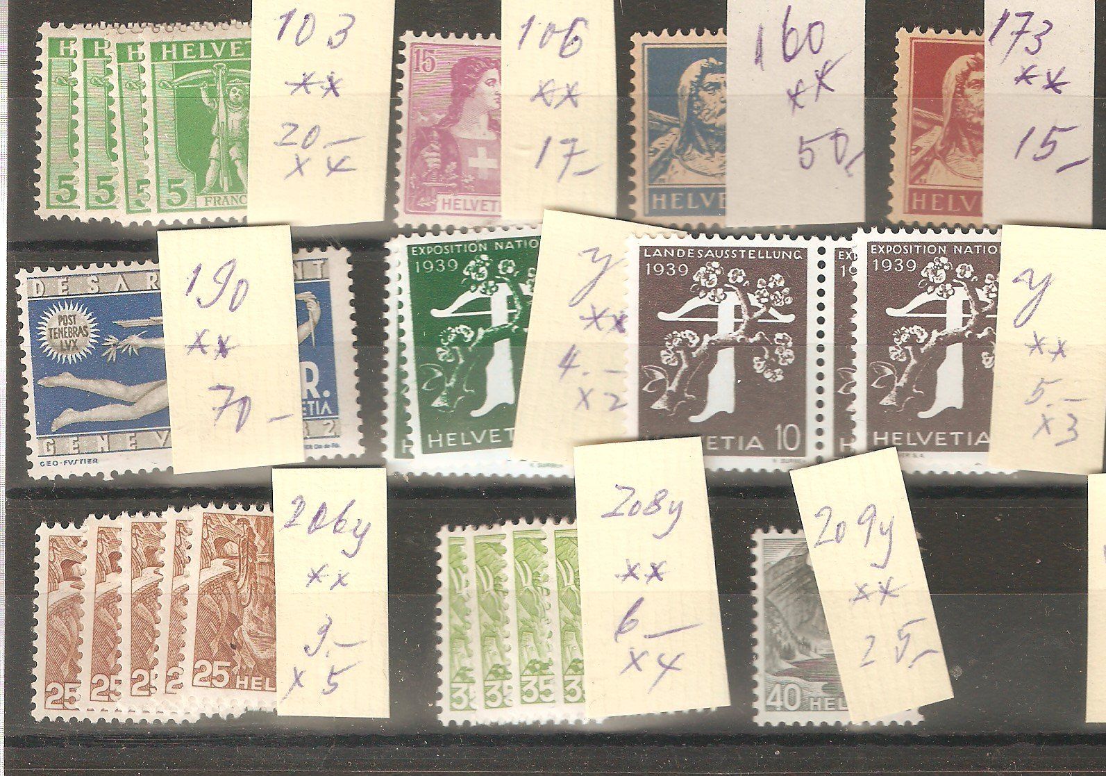 Tous les timbres: Los ** – Neuf (Voir description) à Lausanne par Whorvath