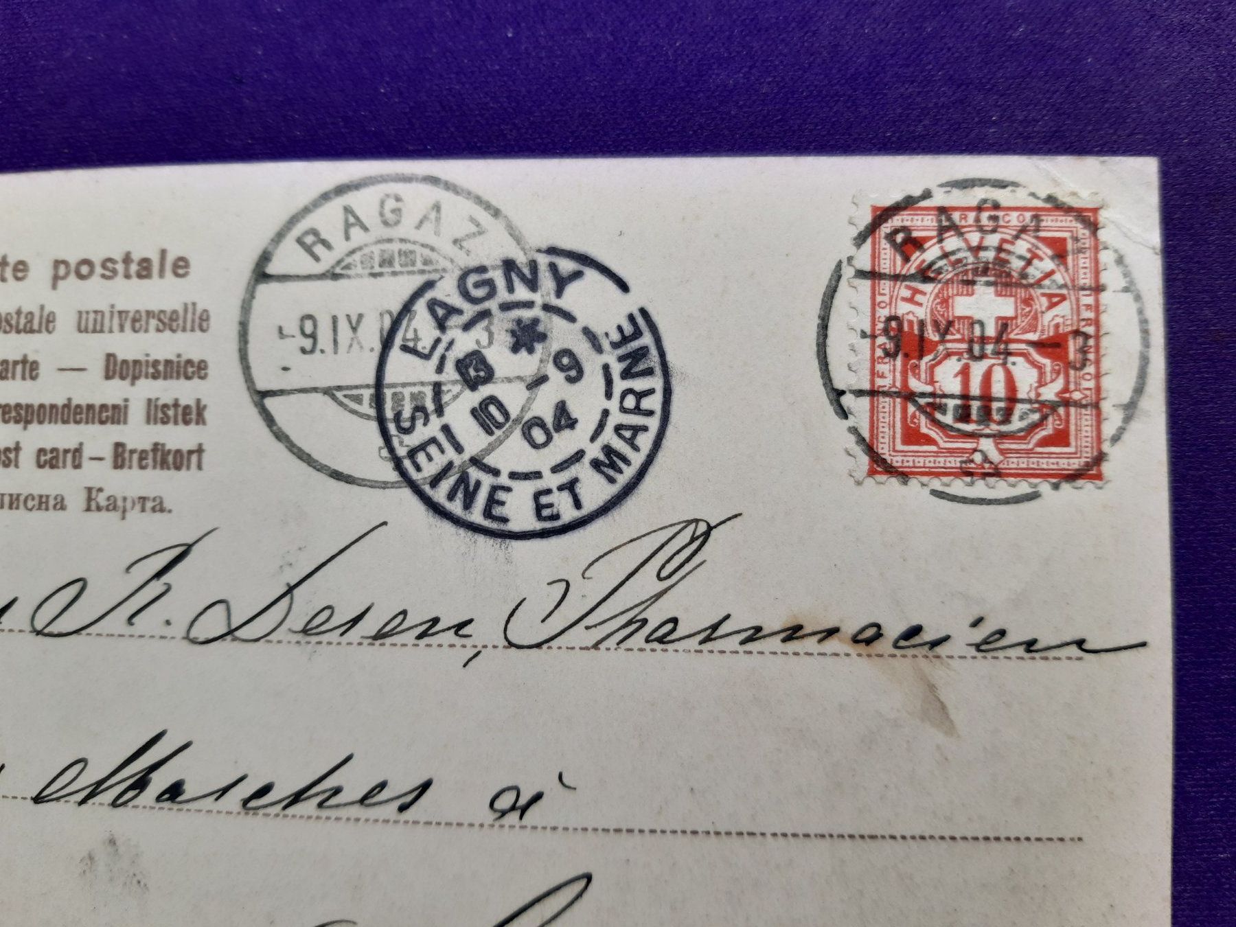 Ansichtskarten: alte Postkarte von Sargans nach Frankreich ca. 1900 – Gebraucht aus Wangs von weisstannen01 2