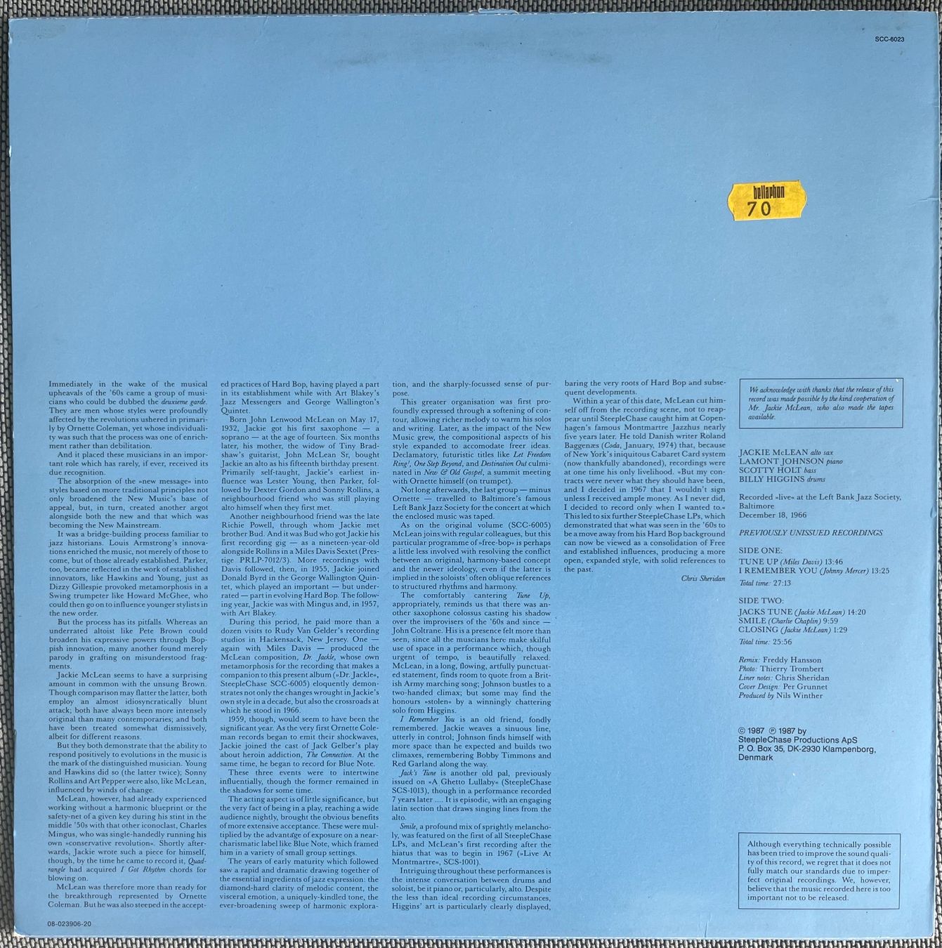 Dischi in vinile: Jackie McLean Quartett – Tune Up – Usato da Döttingen venduto da zha_xh2w 1