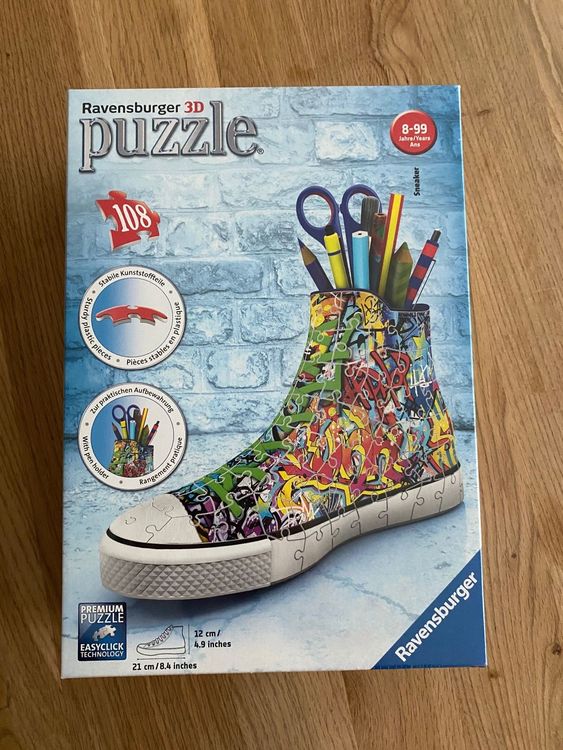 Ravensburger RAP125975 Puzzle 3D Sneaker Graffiti Style – Utensilo Portaoggetti Per Camera Ragazze