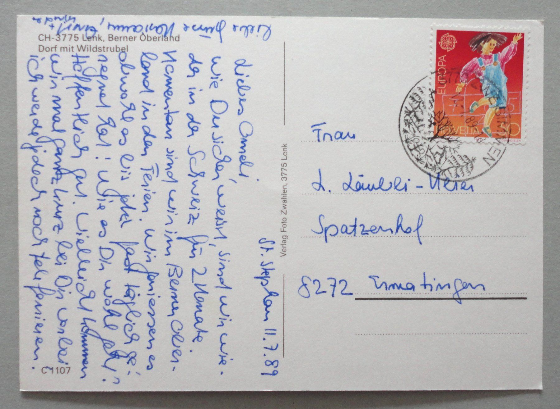 Cartoline postali: Lenk, B.O., Dorf mit Wildstrubel – Usato da Fétigny venduto da Billy2miny 1