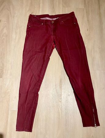 Modische Hose - Reissverschluss - Dunkelrot Bordeaux 31 / L