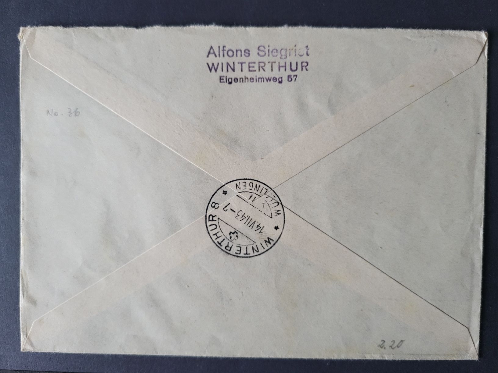 Tutti i francobolli: 1943, Flugpostbeleg nach Winterthur / ET – Usato da stäfa venduto da brandy66 1