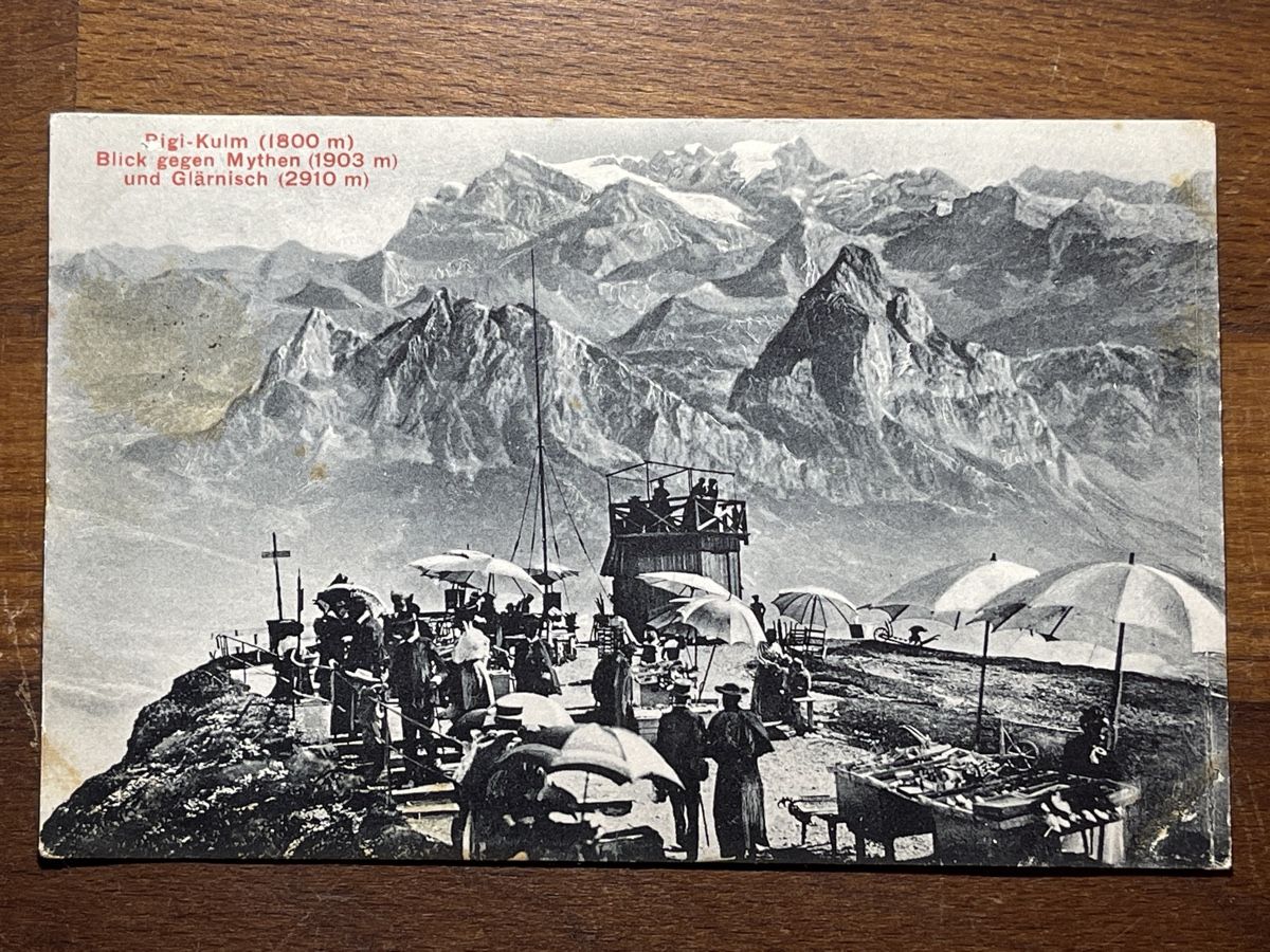 Cartoline postali: Ansichtskarte Rigi-Kulm, mit Personen – Usato da Strengelbach venduto da Aschatan5