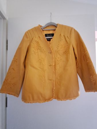 Magnifique veste en cuir jaune  femme - Taille S