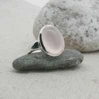 Unikate Silber Ring 925 mit Rosenquarz Grösse 57