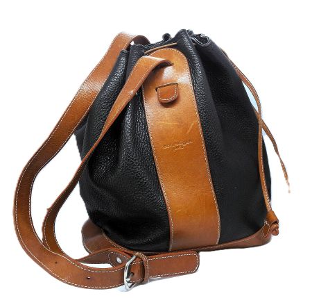 Courrèges Paris vintage Bucket sac cuir Leder h. 29 cm