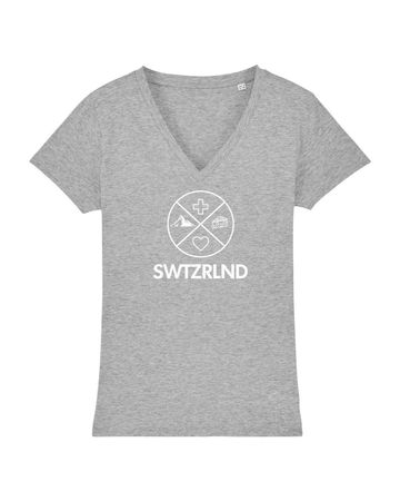 SWTZRLND Damen T-Shirt, grau, XS Schwiiz Schweiz Switzerland