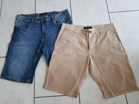 2 Paar kurze Herren Hosen Jeans, Chino, Gr. M Baumwolle SMOG