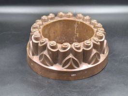 Antike viktorianische Kupfer Geleeform gestempelt 107, 1880s