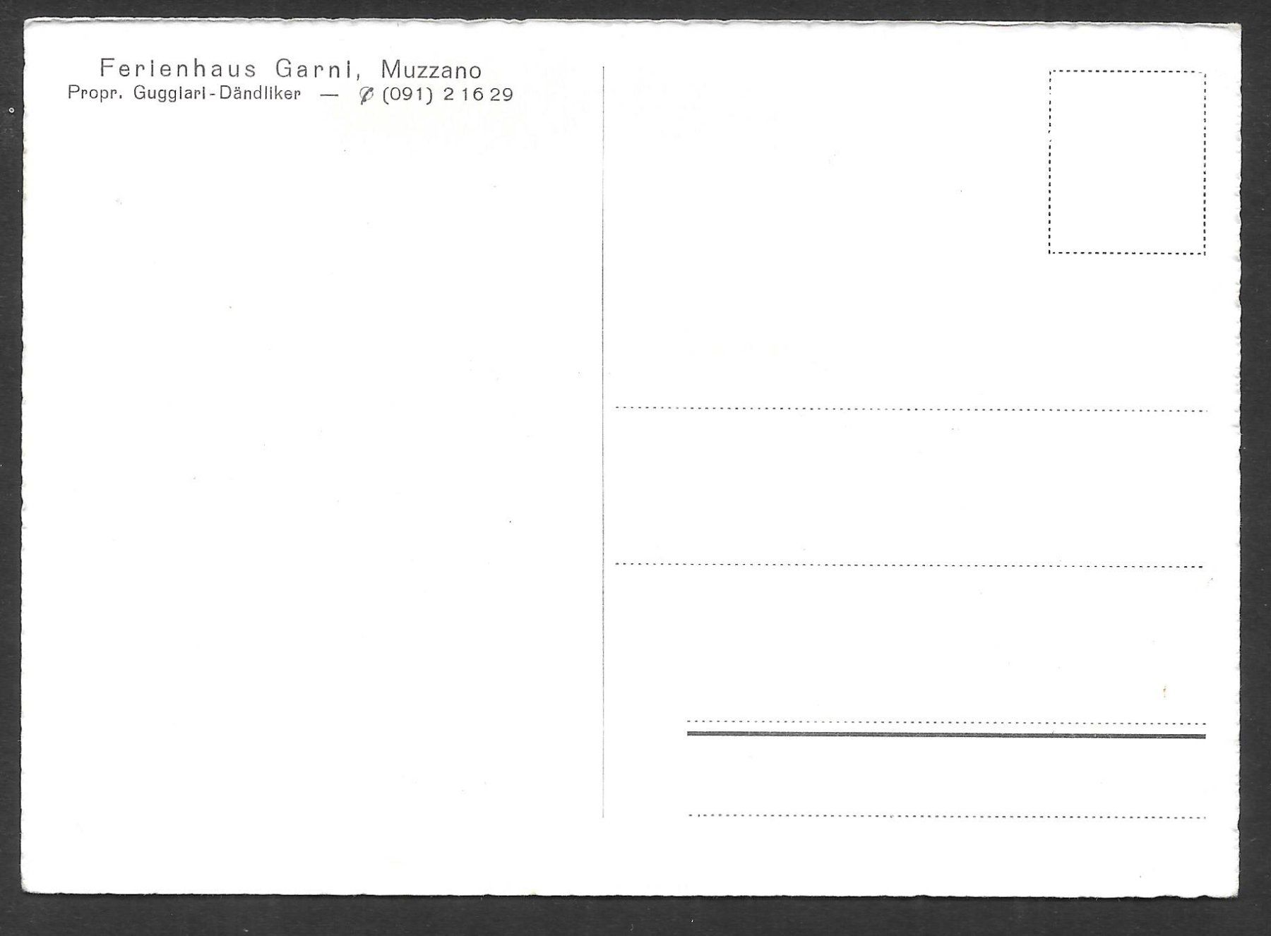 Cartoline postali: Muzzano Ferienhaus Garni – Usato da Olten venduto da clotaldi 1