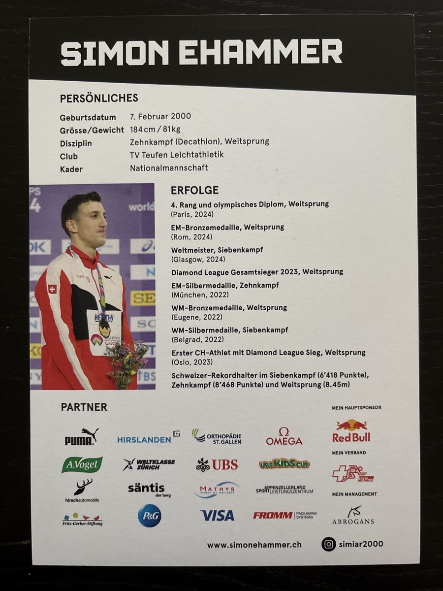 Autografi: Autogrammkarte von Simon Ehammer - Leichtathletik Star! – Nuovo (secondo la descrizione) da Uetendorf venduto da hoisle 1