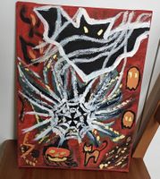 Acrylbild Halloween Motiv handgemalt neuwertig