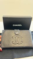 Authentic CHANEL Caviar Skin Leather CC Logo Long Wallet