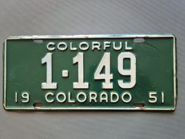 Autoschild Colorado USA Jahrgang 1951 Colorful grün rar