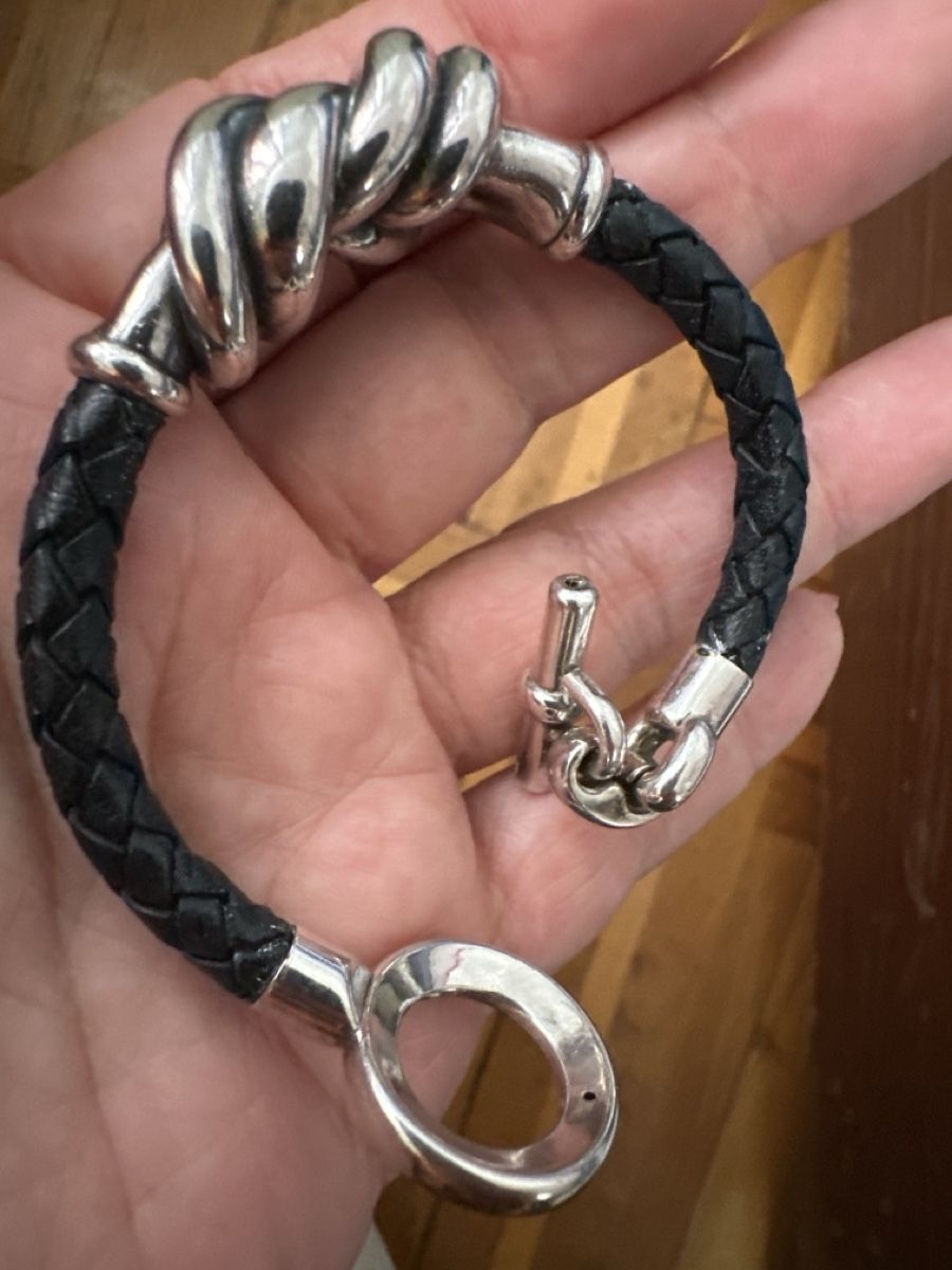 Bracciali & Braccialetti: Bracelet en argent avec cuir – Usato da Montreux venduto da Pipo7878 1