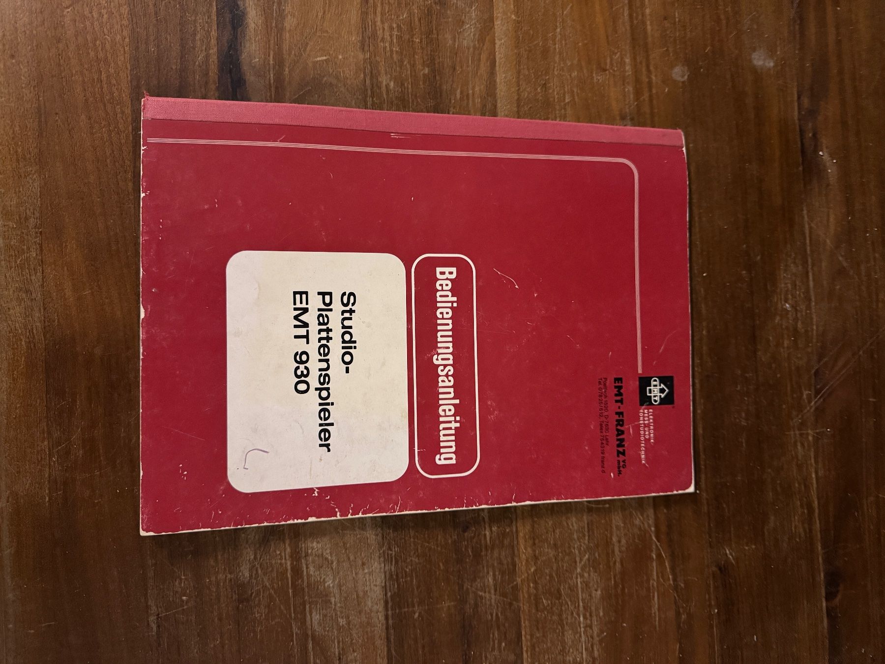 Plattenspieler: EMT 930 Original Manual – Gebraucht aus Zürich von Zuerich_Seebach