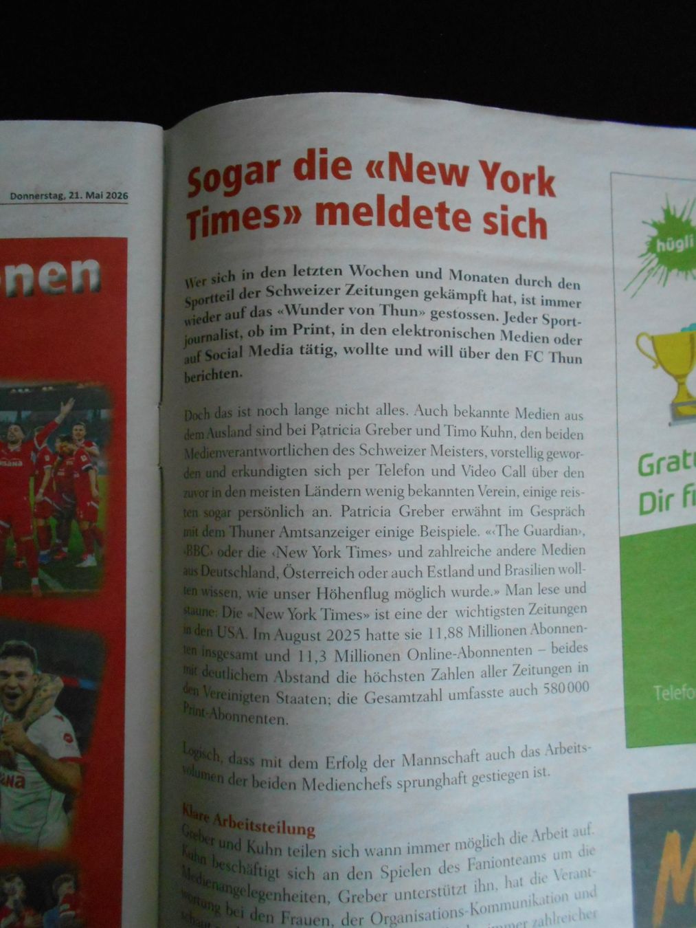 Foto & Immagini: FC Thun Schweizer Meister 2025/26 POSTER – Nuovo e nell'imballaggio originale da Hünibach venduto da vielesachen 8