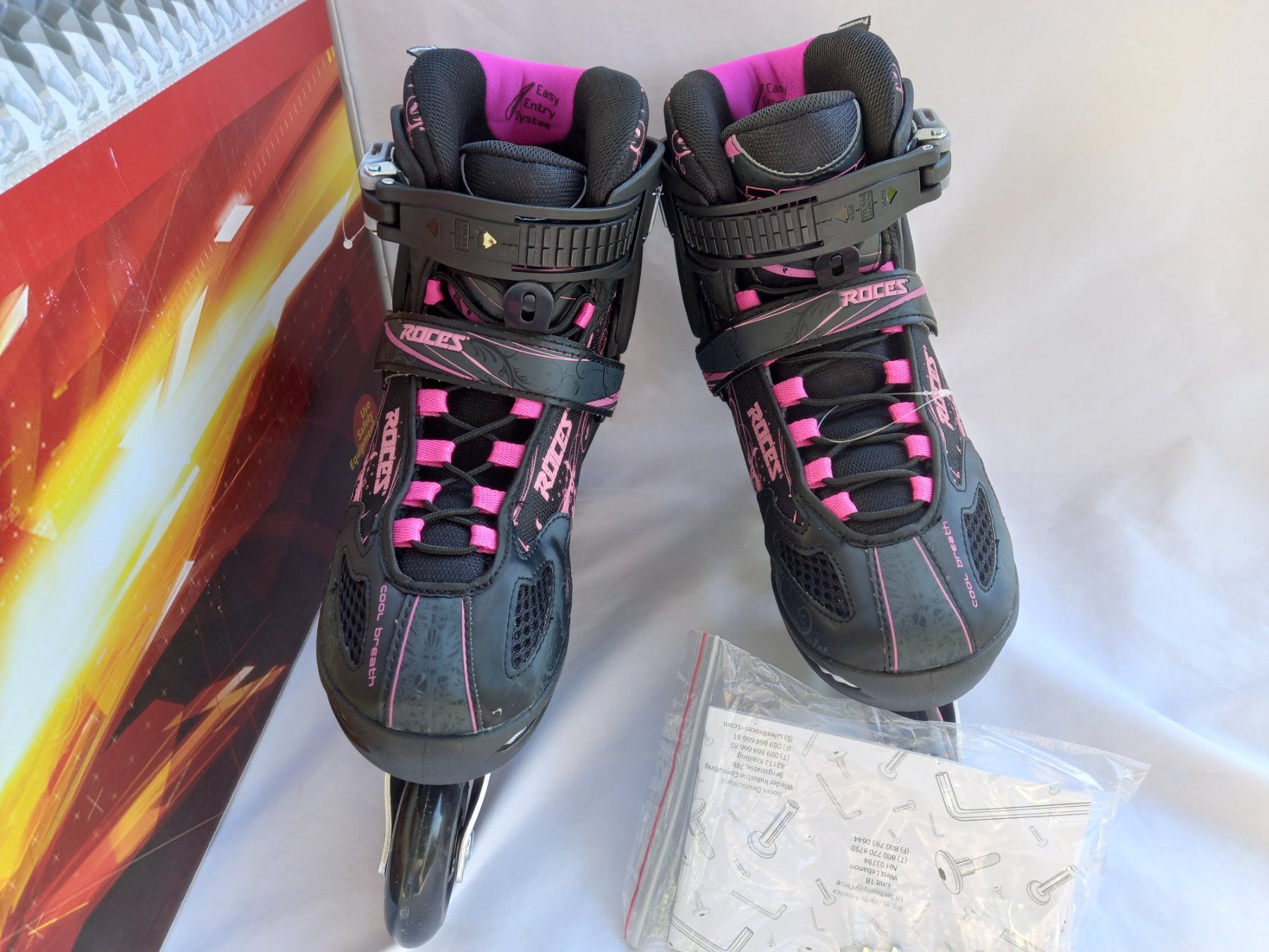 Pattini in linea & Pattini a rotelle: Roces Flos Inline Skates Gr.42 Schwarz Pink Neu – Nuovo (secondo la descrizione) da Schweizersholz venduto da freyle1 2