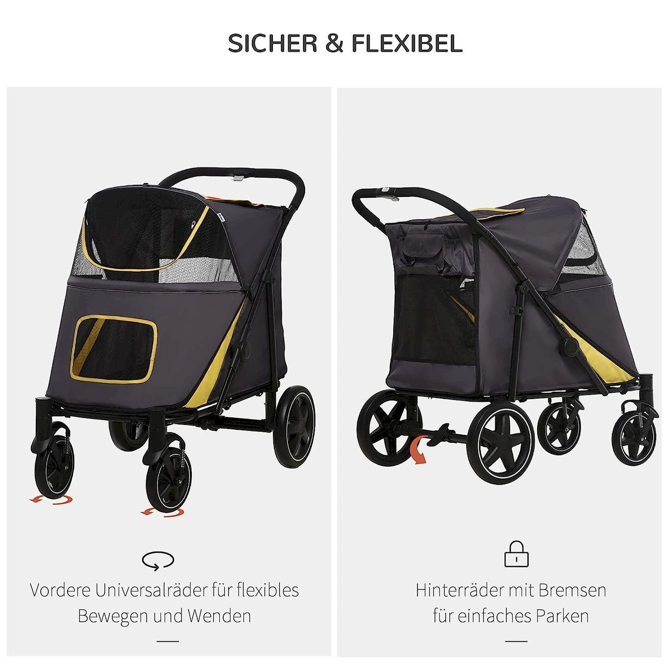 Gabbie, trasporto & Sicurezza: Hundewagen mit Netzfenster faltbar grau – Nuovo e nell'imballaggio originale da Bottighofen venduto da zaap 1