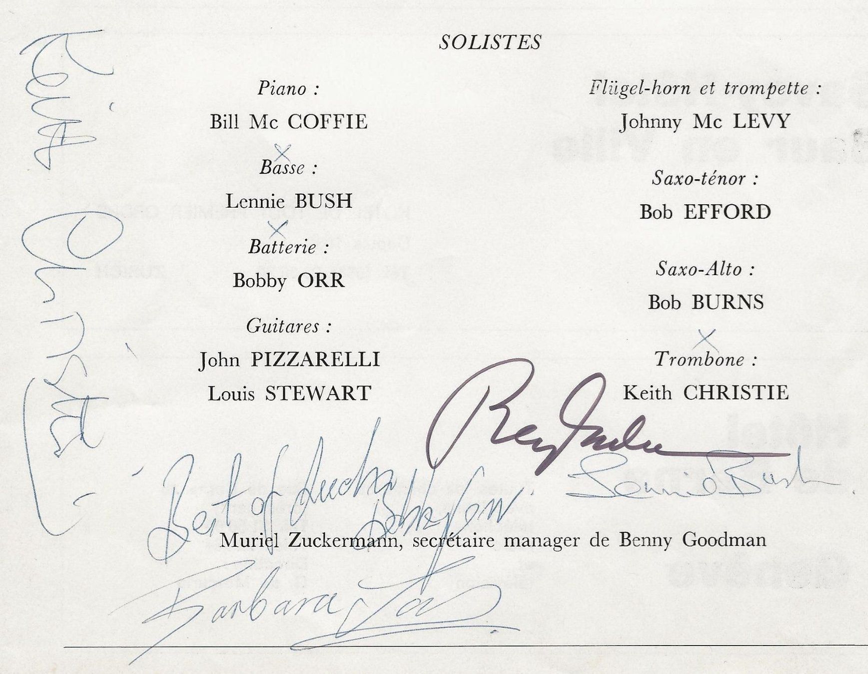 Autogramme: Benny Goodman & Big Band, signed, Jazz!!, Autograph – Gebraucht aus Frauenfeld von Merk52 2