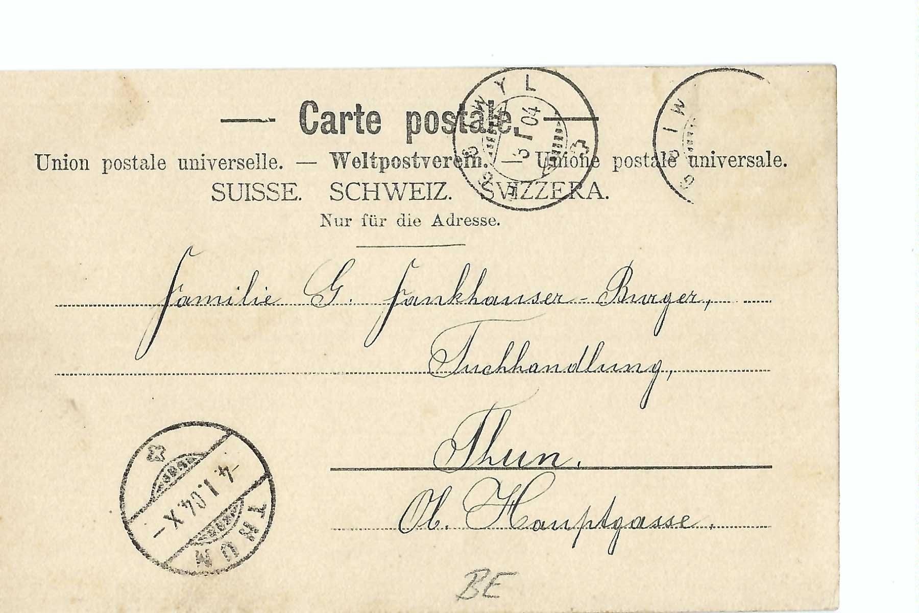 Cartoline postali: Gruss aus Eggiwil BE 1904, Emmental – Usato da Thun venduto da 44wart 1