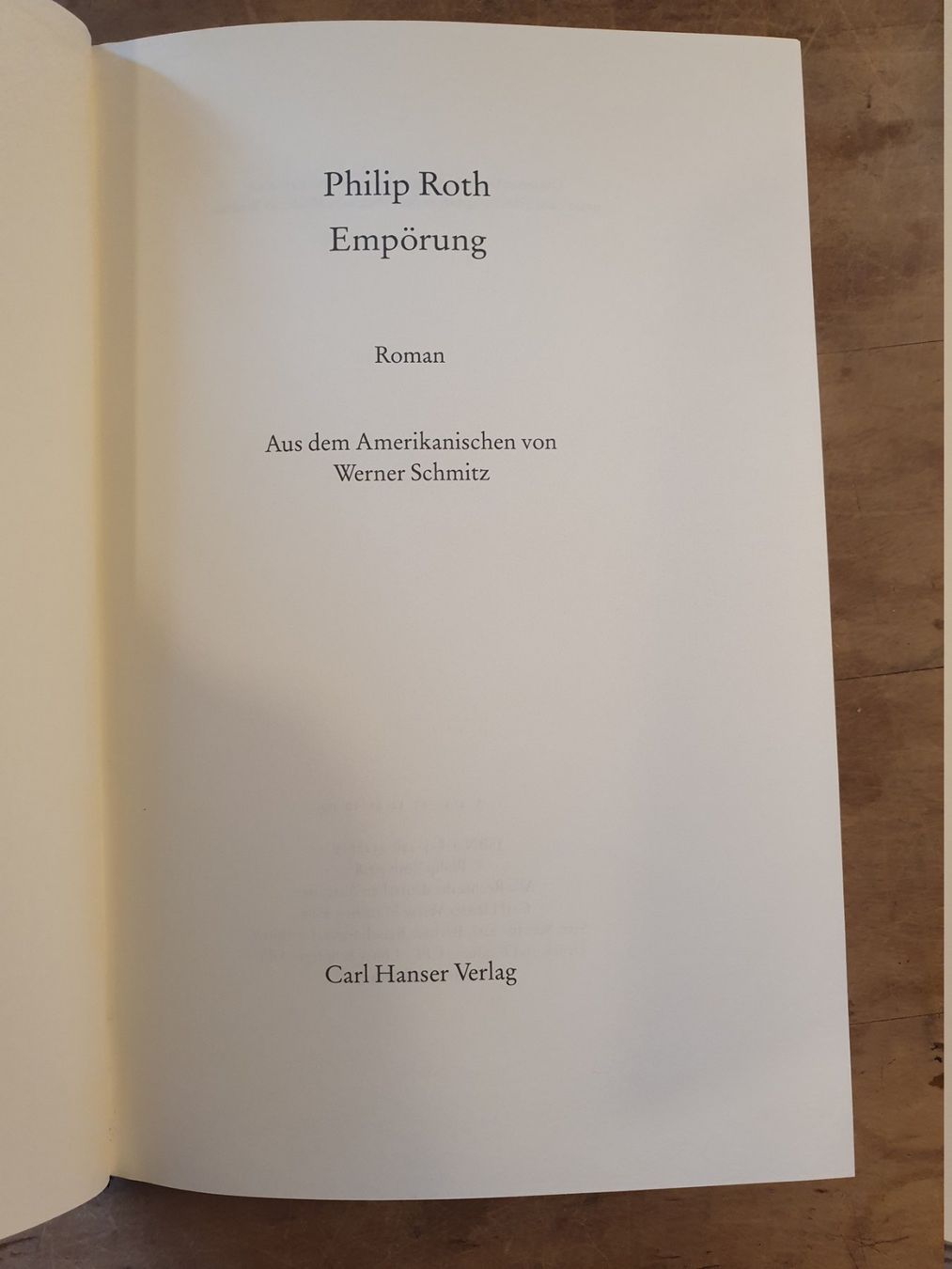 Libri: Empörung Philip Roth Hanser – Usato da Zürich venduto da loosebone 2