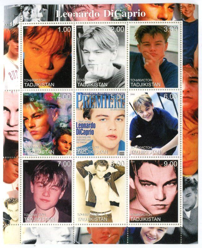 Tutti i francobolli: Block "Leonardo DiCaprio". Tadschikistan – Nuovo e nell'imballaggio originale da Basel venduto da Butsch5