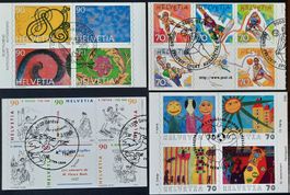 10-1-2 Timbres Helvetia oblitérés 1er jour sur feuillets