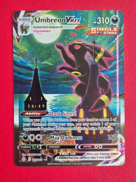 Pokemon Umbreon VMAX 215 203 Alt Art Secret Rare Moonbreon Neu gem ss 