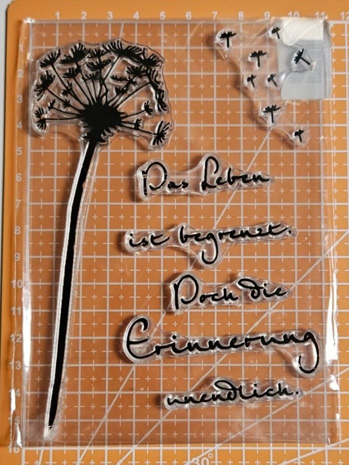 Timbri: Silikonstempel Nr.736, Trauer, Text, Pusteblume – Nuovo e nell'imballaggio originale da Gretzenbach venduto da Fliegepilz56 1